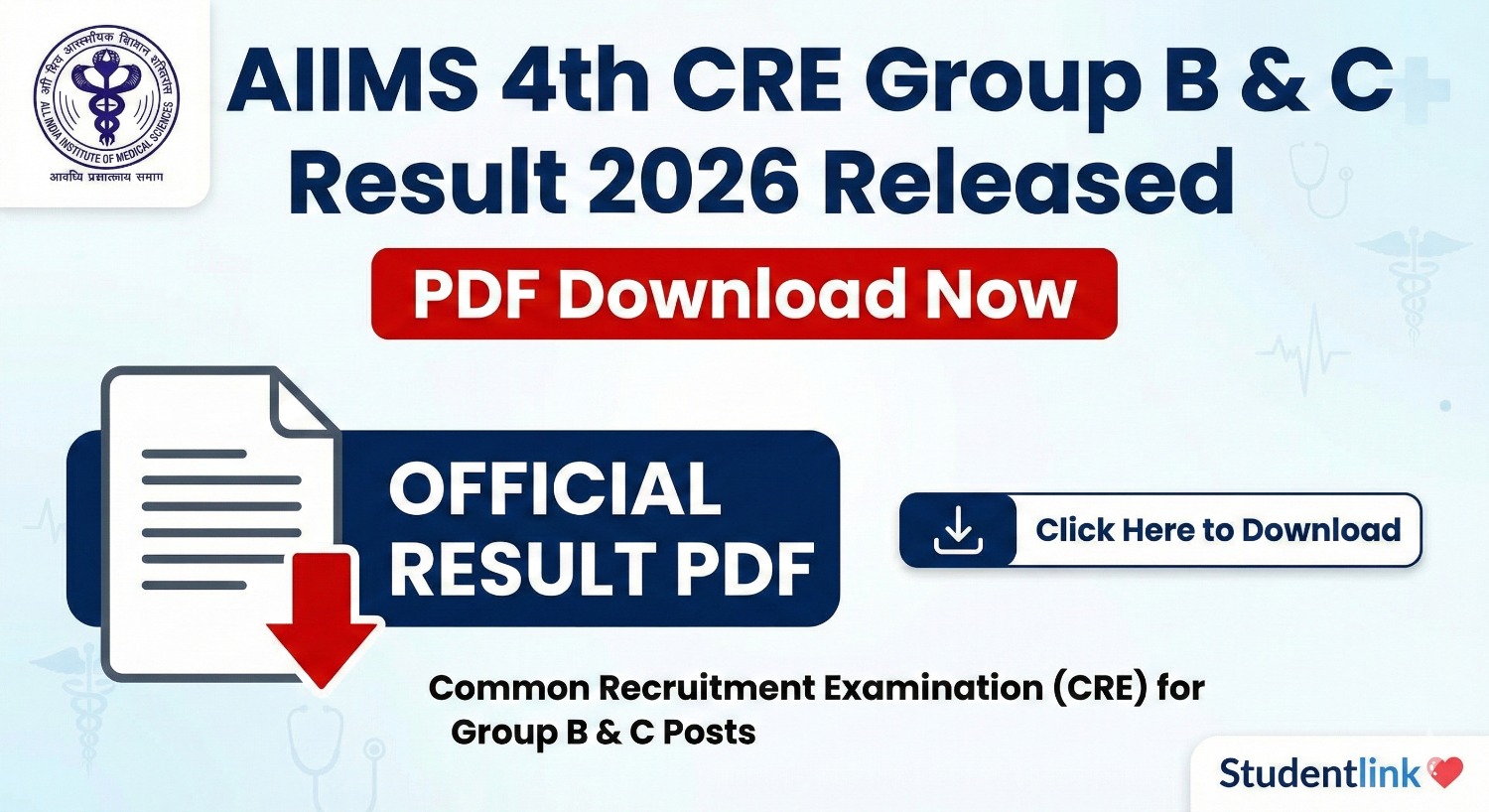 AIIMS 4th CRE Group B & C Result 2026 PDF Download