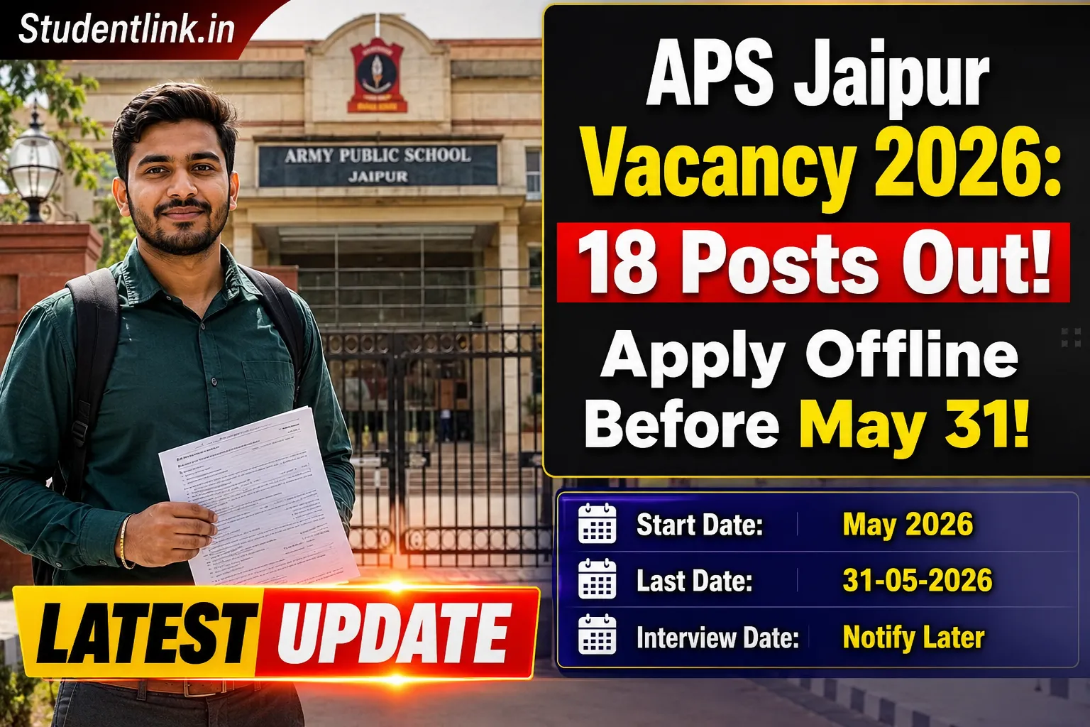 APS Jaipur Vacancy 2026: Army Public School Recruitment
