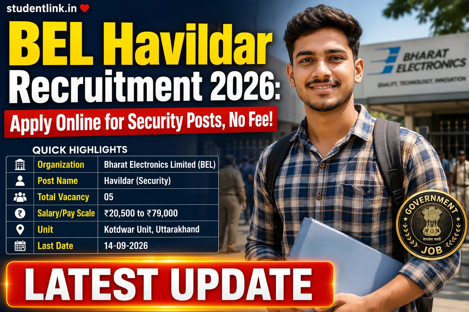 BEL Havildar Recruitment 2026
