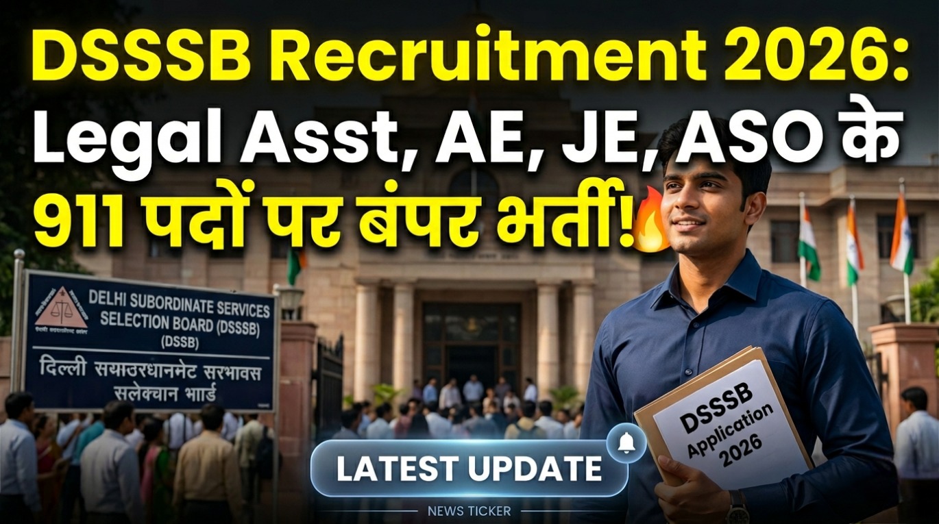 DSSSB Recruitment 2026: Legal Asst, AE, JE, ASO के 911 पदों पर बंपर भर्ती! 🔥