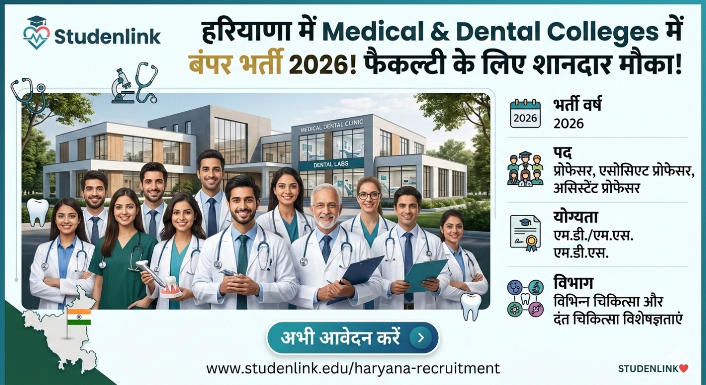हरियाणा मेडिकल और डेंटल कॉलेज भर्ती 2026