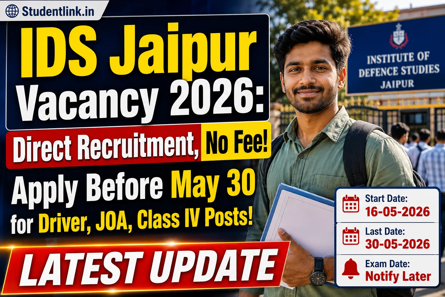 IDS Jaipur Vacancy 2026: Driver, Junior Office Assistant, Class IV Posts