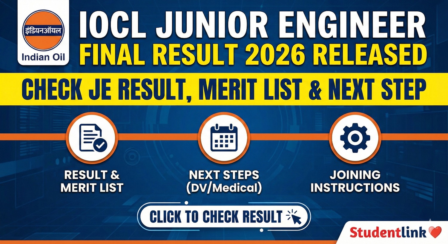 IOCL Junior Engineer Final Result 2026 IOCL Junior Engineer Final Result 2026 Check JE Result Merit List