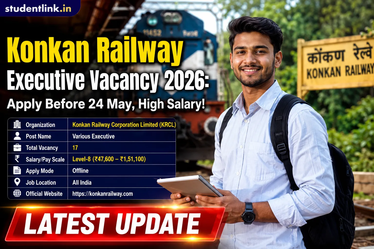 Konkan Railway Executive Vacancy 2026 Apply Offline