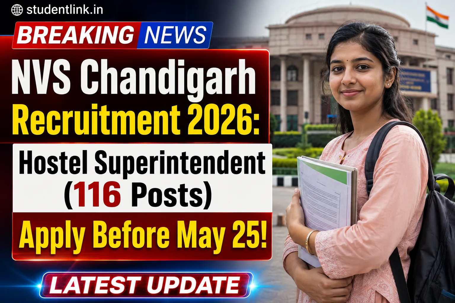 NVS Chandigarh Hostel Superintendent Recruitment 2026