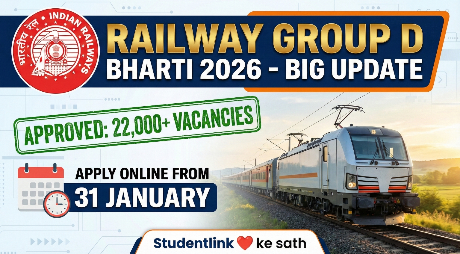 Railway Group D Recruitment 2026 Railway Group D Recruitment 2026 Apply Online for 22,000+ Level-1 Posts