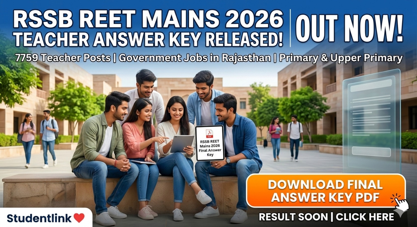 RSSB REET Mains 7759 Teacher Answer Key 2026 Final PDF Download Official Update
