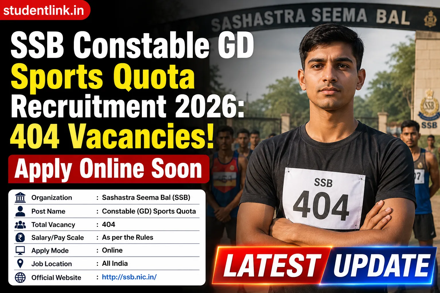 SSB Constable GD Sports Quota Recruitment 2026