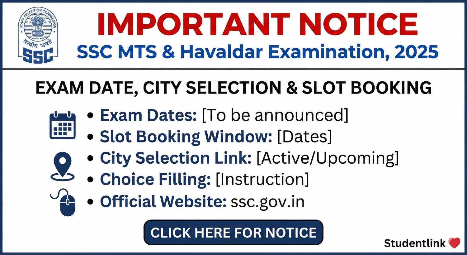 SSC MTS & Havaldar 2025 Exam Date, City Selection Slot Booking