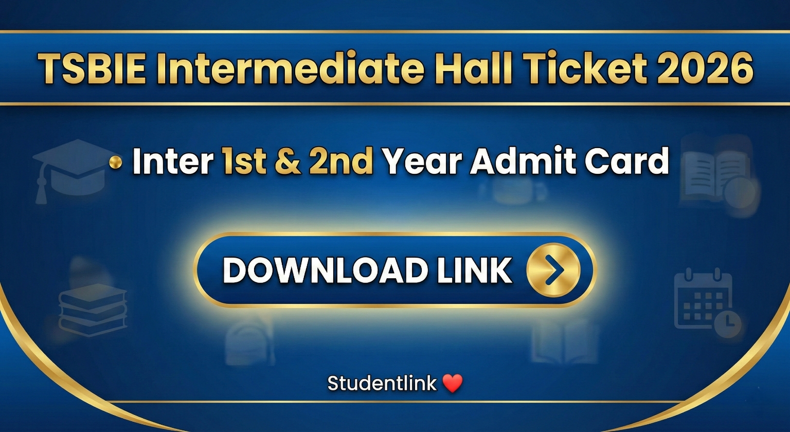 TSBIE Intermediate Hall Ticket 2026 TSBIE Intermediate Hall Ticket 2026 Download for Inter 1st and 2nd Year