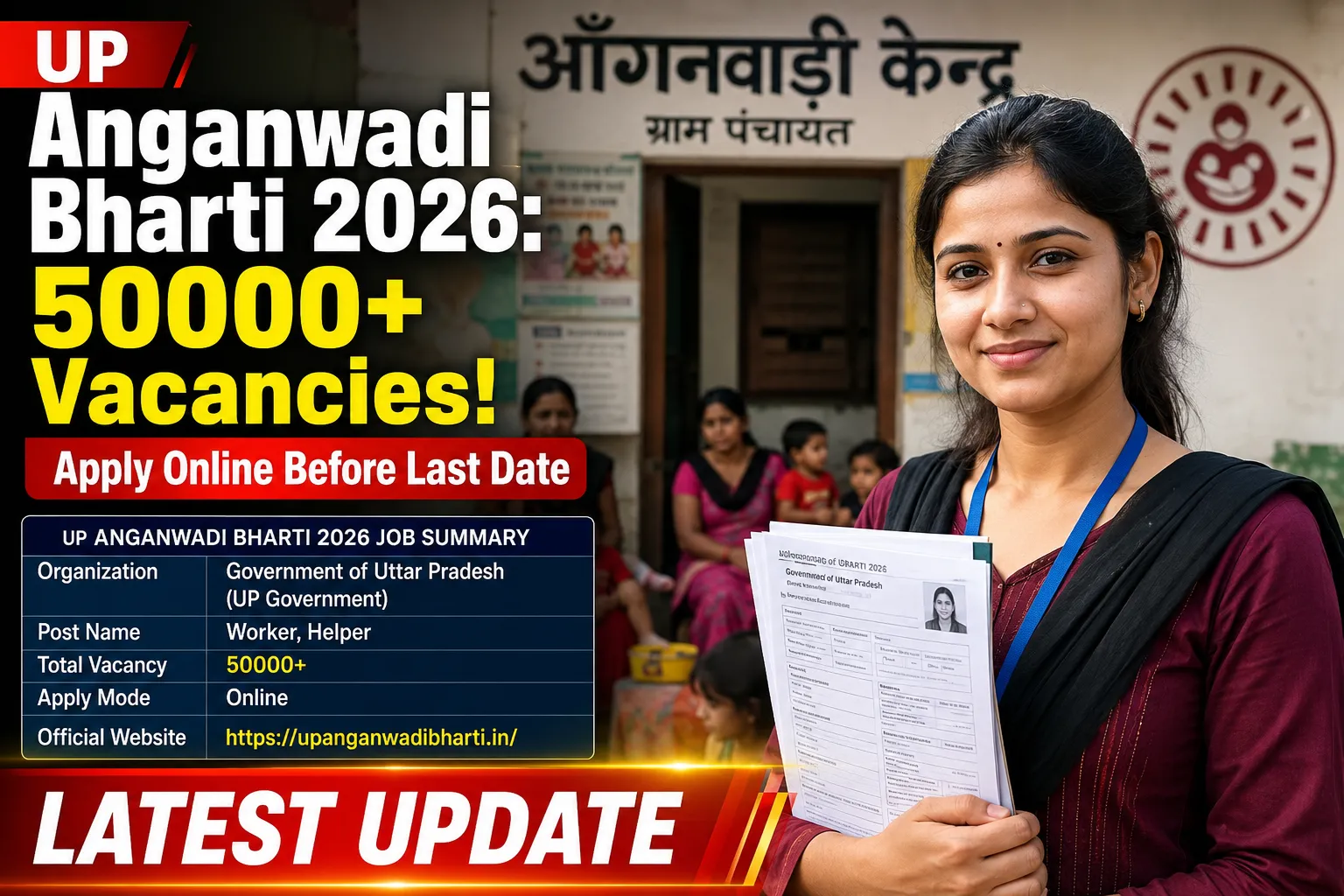 UP Anganwadi Bharti 2026: 50000+ Worker & Helper Vacancies